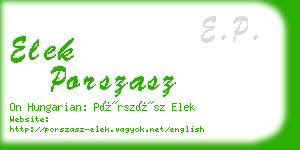 elek porszasz business card